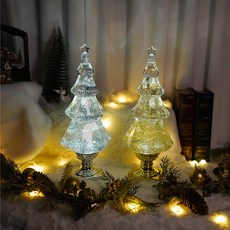 浪漫心情聖誕樹雪球金色銀色樹水球壓克力心情燈, 極光銀樹