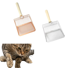 고양이 모래삽 2in1 스테인리스 고양이화장실 청소삽, 1개, 상세페이지 참조