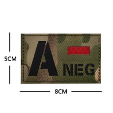 桃園出貨-MC CP迷彩血型 A- B- AB- O- NEG紅外反射胸章魔鬼氈戶外包貼士氣魔鬼氈臂章 士氣魔鬼氈, M00241-17A-   反光大號血型