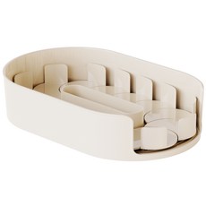 이중원형기어 부드러운 360도 회전 냉장고 정리 트레이 주방 양념통 정리대 분리세척가능 3가지색상, 크림, 1개