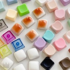 컬러풀 키보드 장식 키캡 키링 고리 가방 액세서리 케이스 장식 다양한 색상 조합, 1개, 상세페이지 참조, K11 화이트식빵 키캡 5종 세트