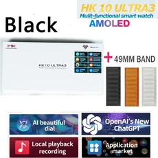 새로운 HK10 ULTRA 3 MAX 스마트워치 2025 49mm HD AMOLED 4G ROM 블루투스 네트워크 통화 로봇 시계 NFC, 11 Black 3
