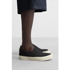 ZARA 자라 남성 포멀 슈즈 스니커즈 레더 패브릭 레이스리스 트레이너 - 블랙 180340