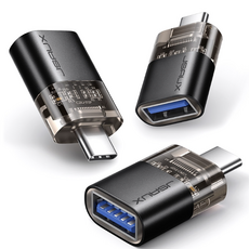 JSAUX USB 3.0 A타입-C타입 OTG 고속 투명 변환 젠더, 3개, 블랙, 24cm