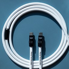 파카이 2미터 240W 충전 실리콘 케이블 C to C, 1개, 화이트&블랙, 2m