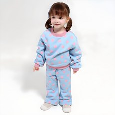 BERRYMAY 女童愛心滿版喇叭褲刷毛上下套裝