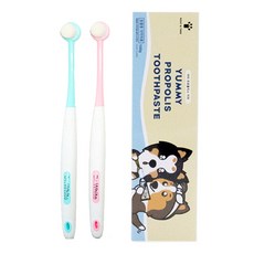 Keungkeungpet 寵物專用牙刷, 圓形牙刷薄荷粉 2 包和牙膏