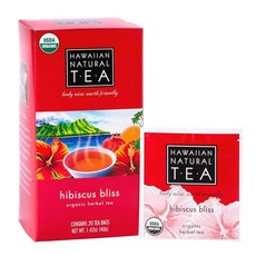 Hawaiian Natural Tea Tea Herbal Hibiscus Bliss 유기농 20개 40.3g(1.5온스), Hawaiian Natural Tea, Tea Herb