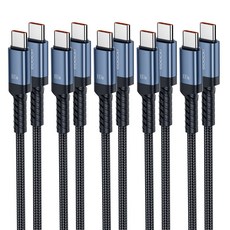 Toocki 단선 방지 E Marker 칩 100W C to C 타입 초고속 메탈 충전 케이블, 불루, 5개, 3m