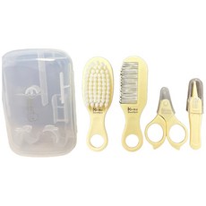 KUKU 酷咕鴨 嬰兒梳髮剪刀組 嬰幼兒髮梳組 頭髮梳子剪刀修容組, 黃色