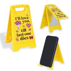 남성 여성용 선물 휴대폰 스탠드 사무실 휴대폰 홀더 거울 포함 업무용 귀여운 책상 액세서리 여자 친구 및 남자친구를 위한 발렌타인 데이 선물 커플 아내 남편을 위한, Love Until The End