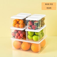 왕즈훙 House 시스루납작이 냉장고정리용기 올인원실속세트 7P, 1개, 흰색 뚜껑