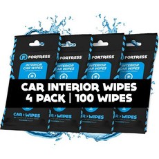 포트리스 차량 내부용 물티슈 (25장 4팩) 내부 청소용 대시보드 좌석 디테일링 스티어링 휠 [여행용 크기] 피부 안전 세정제 용품, 4, 마이크로화이버 천 없음
