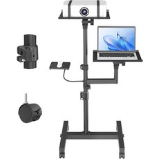 GSOW 선반 2개 모바일 프로젝터 스탠드 롤링 노트북 스탠드 높이 119.4cm(47인치)까지 조절 가능 통기성 트레이가 있는 연단 스탠드 튼튼함 사무실 가정 무, GSOW 선반 2개 모바일 프로젝터 스탠드, 롤링 노트