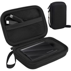 락도 하드 캐리 케이스 삼성 T7 쉴드 터치 포터블 솔리드 스테이트 드라이브 500GB 1TB 2TB USB 3.2 외장 SSD EVA 충격 방지 저장 여행 가방 베이지, Black+Black