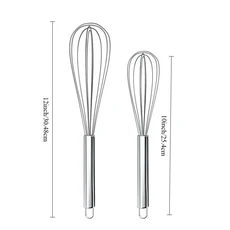 1/2개 헤비 듀티 계란 거품기 빠른 혼합을 위한 스테인리스 스틸 풍선형 전문 수동 도구, 02 2pcs