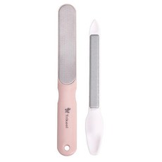 彎型塑膠不鏽鋼指甲銼2件套 指甲打磨套裝磨甲銼美甲用品工具02, 1個, 彎型大指甲刀+平板尖頭小指甲銼, 彎型大指甲刀+平板尖頭小指甲銼