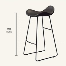 北歐輕奢風現代簡約時尚靠背高腳凳, 黑腿黑色坐面65CM, 1個