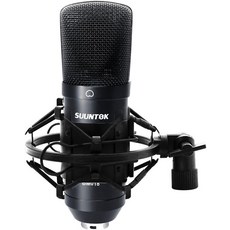 스트리밍 ASMR 유튜브 보이스오버 게임 보컬블랙을 위한 PC 컴퓨터 홈 스튜디오용 SUUNTOK XLR 콘덴서 마이크 녹음, Black