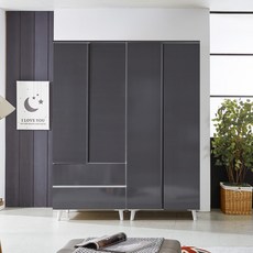 해해동동 하늘빛유1600옷장세트(투서랍옷장+긴문장)(99) 댐퍼경첩 옷장세트, 그레이