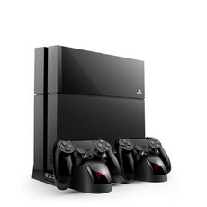 PS4多功能散熱底座：主機散熱、手把充電、卡盒收納，適用於PRO SLIM全版本, 1個, PS4多功能散熱底座