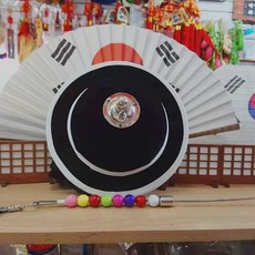 사물놀이 모자 상모 무대 공연 의상 의류 댄스 머리 소품 코스튬 전통갓, 1개, 다크블루 18cm 13cm 4m