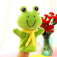 手偶玩具動物 手套手偶 嘴巴能動兒童玩偶公仔 幼兒園腹語, 1個, 翠綠色