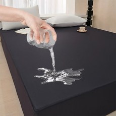 VERVEO 부드러운 퀼팅 매트 커버 매트 방수 매트 커버, S(110×200×40cm)블랙 ，1 개