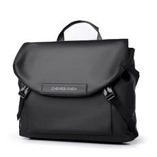 單肩斜挎包男大容量郵差包牛津布通勤包百搭學生揹包工裝騎行包, 升級版黑色