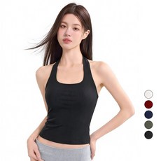 Veimia 홀터넥 나시 브라탑 여성 슬림핏 캡내장 런닝 데일리운동 여름 민소매