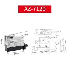 10A 250VAC 방수 마이크로 스위치 이동 제한 스트레이트 90도 롤러 레버 AZ 7120, 01 Silver Contact, 01 AZ 7120