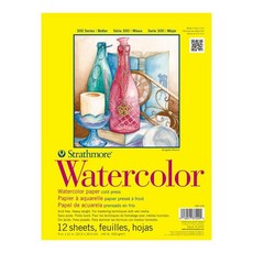 Strathmore 300 시리즈 수채화 종이 패드 상단 와이어 바인드 22.9 x 30.5cm(9 12인치) 12장 (140lb/300g) - 성인 및 학생용 아티스트, 테이프 바인딩