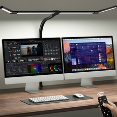 ACMEZING 접이식 확장형 클립형 LED 와이드 스탠드 공부용 스탠드 25가지 색온도/밝기 조절 + 리모컨 D9, 블랙