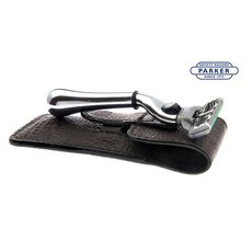 Parker Mach3 旅行刮鬍刀具組 鍍鉻手柄搭配水牛皮套, 1個, 8