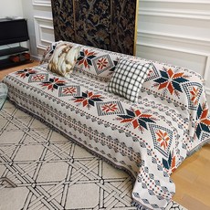 北歐風簡約沙發巾 沙發蓋布, 棉紗提花-橙楓,90x180