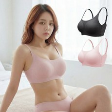 어머머스 여성 노와이어 편한 패드일체형 심리스 큰컵 브라 2p