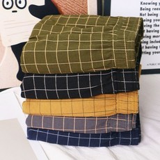 KROF 男士寬鬆格子阿羅褲，舒適透氣居家四角褲，中青年老年皆宜