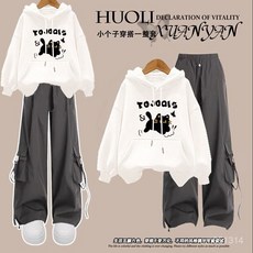 2025年秋冬一整套韓版設計工裝褲初高中學生連帽衛衣兩件套男女毛衣連衣裙兩件套秋冬套裝女韓版套裝女生套裝