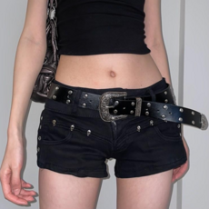 오쏘크 y2k 여성 빈티지 벨트 2color 엔틱 볼드 스터드 벨트