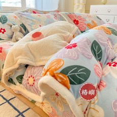 椿嶼 羊羔絨被套 單保暖牛奶絨被罩 冬季加絨加厚, 鬱金香,150*200cm單被套
