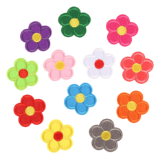라끌라리아 플라워 꽃 펠트 와펜 패치 열접착식 12종, 1개, 혼합