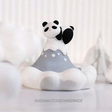 Super歐爸 造型擴香石 桌面擺件 車載香氛 情人節禮物, 1個, 雪山上的熊貓,No.4英國梨小蒼蘭, 5ml, 英國梨小蒼蘭