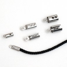 [엔비즈] 써지컬스틸 누름 끝캡 끈 체인 마감고리 1/2/3mm 무도금실버 써지컬 스틸 액세서리 부자재 (10개)