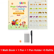 Sank Magic Practice 카피북 펜 유치원 어린이 서예 영어 Verison 무료 닦아 어린이 재사용 가능한 쓰기 도, 05 Math sets