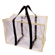 妞妞絲 大開口棉被袋H1 闊口式棉被袋卡其撞色 PVC收納袋 特大棉被袋 搬家收納袋 透明收納袋 大容量收納袋