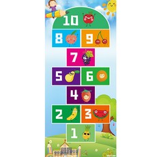 DFMEI 兒童手腳並用遊戲墊感統訓練器材家用跳房子室內玩具戶外團建活動, 1個, 跳房子水果款1*2.2米