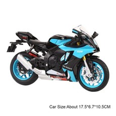 모델 오토바이 사운드 라이트 충격 흡수 전륜 조향 수집품, 2. R1 Cyan, 1개