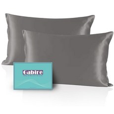 Gabire Mulberry 실크 베개 커버 2개 세트 머리카락과 피부를 위한 양면 리얼 실크 베개 커버 쿨 유기농 실크 베개 커버 2팩 숨겨진 지퍼 실버 그레이 스탠다, 3. 그레이 (2팩)