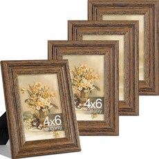 Vittanly27.9x35.6cm11x14인치사진액자4개세트 벽마운트용빈티지사진프레임 매트포함디스플레이20.3x25.4cm8x10인치사진또는매트없음 27.9120922, 4 x 6, 호두