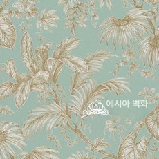 꽃무늬 벽지 수입 엔틱 플라워 접착식, 에메랄드그린
